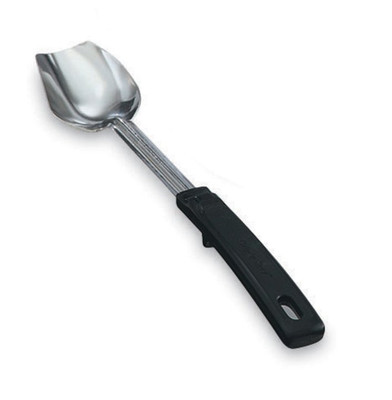 Vollrath 46948 13.75" L 2.25 Stainless Steel with Black Grip N' Serv Handle 3-Sided Solid Serving Spoon