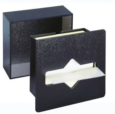 Vollrath FMT-1 8 1/4" W x 3 1/2" D x 8" H Black ABS Plastic Flush Mounted Wax Tissue Dispenser
