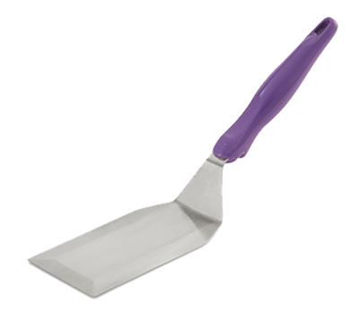 Vollrath 4808780 13 1/2" OAL x 3" W Solid Beveled Heavy-Duty Stainless Steel Turner with Ergo Grip Purple Handle