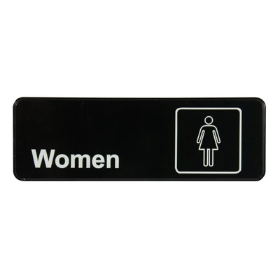 Vollrath 4516 3" x 9" White on Black Women Sign