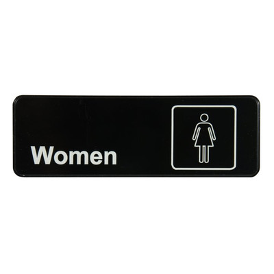 Vollrath 4516 3" x 9" White on Black Women Sign
