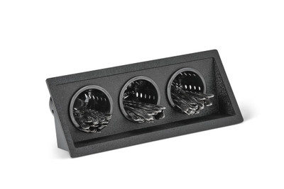 Vollrath FMF-3 17 5/8" W x 6 7/8" D x 7 1/2"H (3) Compartments Black ABS and Smoked Acrylic Construction Flush Mount Flatware Holder