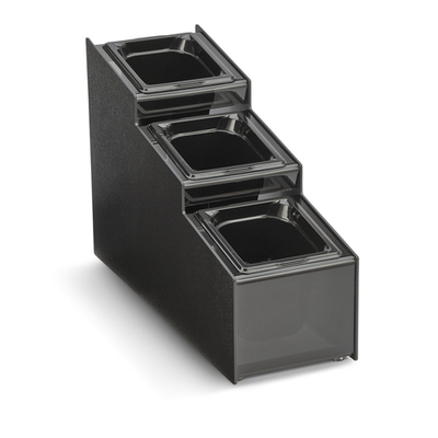 Vollrath CTCPAN3-6 7.69" W x 20" D x 14.63" H Black ABS & Smoked Acrylic Countertop Condiment Organizer