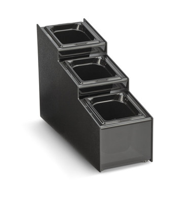 Vollrath CTCPAN3-6 7.69" W x 20" D x 14.63" H Black ABS &amp; Smoked Acrylic Countertop Condiment Organizer