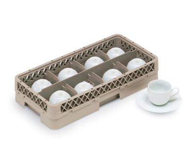 Vollrath HR1B1B 10" W x 19.75" D x 5.56" H Half Size 8 Compartments Co-Polymer Plastic Beige Traex Rack-Master Dishwasher Rack