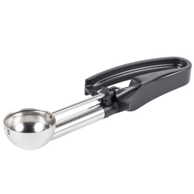 Vollrath 47377 1 7/8" Dia. 1.13 Oz. Size 30 Squeeze Handle Black Stainless Steel Plastic Handle Disher