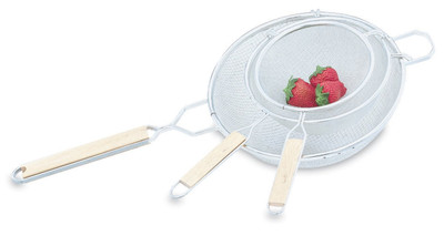 Vollrath 47191 6 1/4" Dia. Fine Double Wire Mesh Retinned with 6" Lacquered Handle Strainer