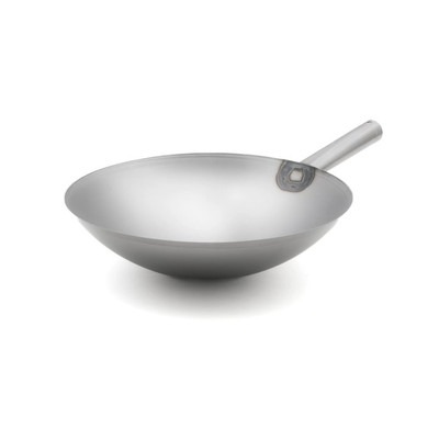 Vollrath 58814 14" Dia. x 3 7/8"H 18 Gauge Carbon Steel Wok Pan with Tubular Handle Induction Wok Pan