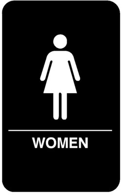 Vollrath 5634 9" x 6" White on Black Braille Women Sign