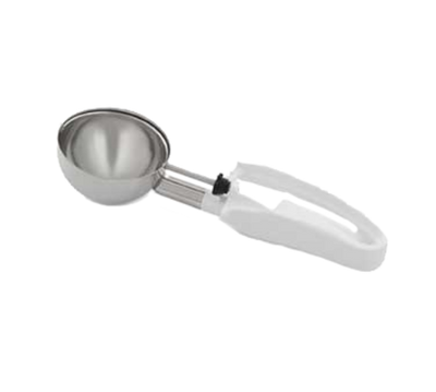 Vollrath 47390 3&quot; Dia. 4.7 Oz. Size 6 Squeeze Handle White Stainless Steel Plastic Handle Disher