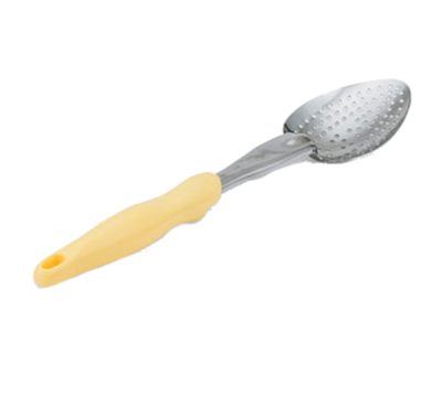 Vollrath 6414050 13.81&quot; L Heavy Gauge 2.25 Stainless Steel Yellow Nylon Ergonomic Handle Ergo Grip Heavy Duty Spoon