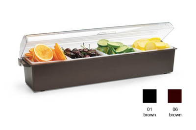 Vollrath 4745-01 24" x 6"x 3-3/4" 4 Quart Brown Plastic Standard Lid NSF Kondi-Keeper Condiment Dispenser