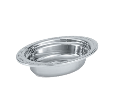Vollrath 8230210 2 Quart 2 1/2" Deep Stainless 1.5mm Thickness "Rings" Embossing On Rim Mirror Finish Miramar Decorative Oval Pan