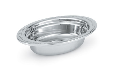 Vollrath 8230210 2 Quart 2 1/2" Deep Stainless 1.5mm Thickness "Rings" Embossing On Rim Mirror Finish Miramar Decorative Oval Pan