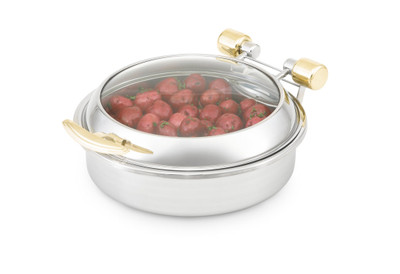 Vollrath 46124 6 Qt. Round Stainless Steel Induction Ready Intrigue Glass Top Induction Chafer