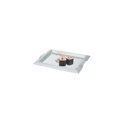 Vollrath 82093 Heavy Duty 18/8 Stainless Steel Satin Finish Rim Small Rectangular Serving Tray