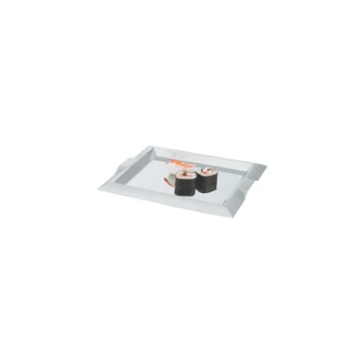Vollrath 82093 Heavy Duty 18/8 Stainless Steel Satin Finish Rim Small Rectangular Serving Tray