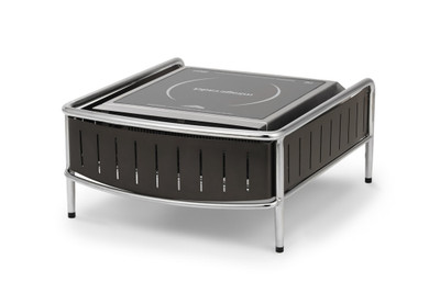 Vollrath 4667675 18.25" W x 8" H x 15.88" D Black High Quality Durable Aluminum &amp; Chrome-Plated Steel Induction Contoured Buffet Station
