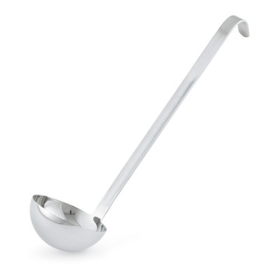 Vollrath 4980510 5 Oz. 18/8 Stainless Steel 11 gauge 12-1/2" Grooved Hooked Handle with Satin Finish Ladle