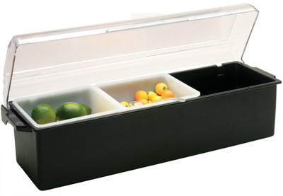 Vollrath 4742-06 18" x 6" x 3-3/4" 3 Quart Black Plastic Standard Lid NSF Kondi-Keeper Condiment Dispenser