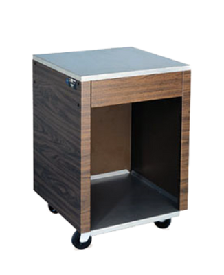 Vollrath 38905 24" W x 35" H x 24" D Walnut Woodgrain Vinyl-Clad Stainless Steel 2-Series Affordable Portable Cashier Station