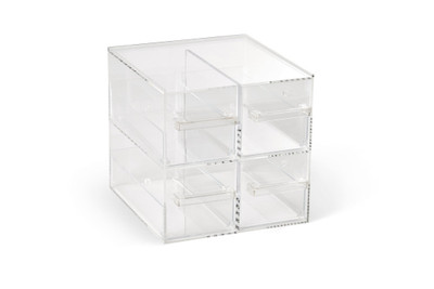 Vollrath SBB2X2 20" W x 7.38" H x 14" D Clear Acrylic Display Bin with (4) Drawers Cubic Acrylic Display System
