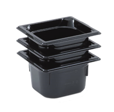 Vollrath 8064420 4" Deep Low-Temp Polycarbonate Black Plastic Super Pan 1/6 GN Food Pan