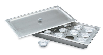 Vollrath 75061 Stainless Steel Full Size Flat with Knob Egg Poacher Cover for 75060