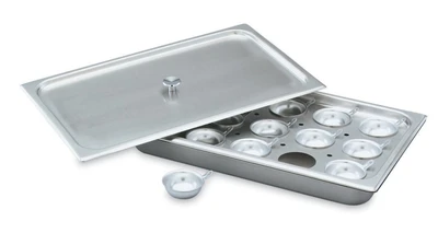 Vollrath 75061 Stainless Steel Full Size Flat with Knob Egg Poacher Cover for 75060