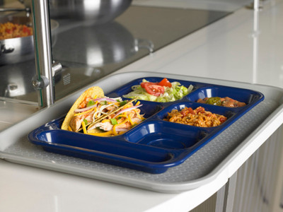 Vollrath 2614-04 13-3/4"W x 9-3/4"D Bright Blueberry Rectangular Left Hand Polypropylene Stackable School Compartment Tray