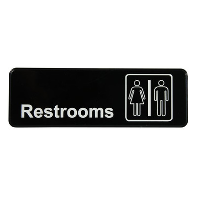 Vollrath 4517 3" x 9" White on Black Restroom Sign