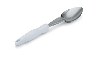 Vollrath 6414015 13.81" L Heavy Gauge 2.25 Stainless Steel White Nylon Ergonomic Handle Ergo Grip Heavy Duty Spoon