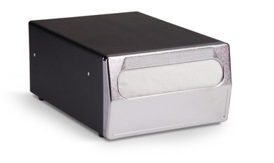 Vollrath 6513-06 11-3/4"D x 8"W x 5"H Black Chrome Plated Plastic Face Counter Type Napkin Dispenser