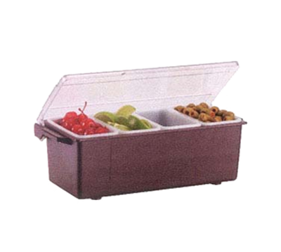 Vollrath 4741-01 12" x 6" x 3-3/4" 4 Pint Brown Plastic Standard Lid NSF Kondi-Keeper Condiment Dispenser