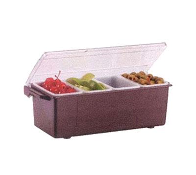 Vollrath 4741-01 12" x 6" x 3-3/4" 4 Pint Brown Plastic Standard Lid NSF Kondi-Keeper Condiment Dispenser
