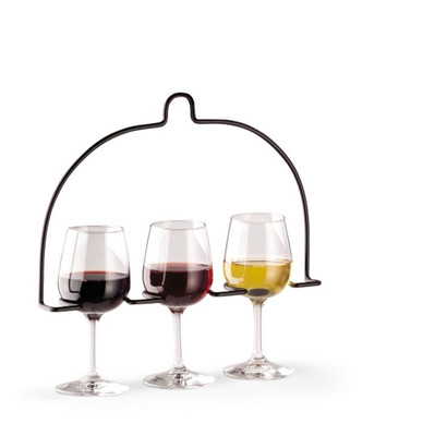 Vollrath WR-1028-06 Black Powder Coat Accommodates 3 glasses Circular Wire Flight Caddy
