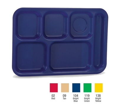 Vollrath 2015-02 14-3/4"W x 9-7/8"D Red Rectangular Right Hand Polypropylene Stackable School Compartment Tray