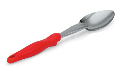 Vollrath 6414040 13.81" L Heavy Gauge 2.25 Stainless Steel Red Nylon Ergonomic Handle Ergo Grip Heavy Duty Spoon