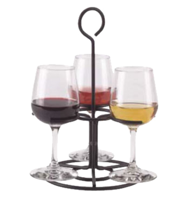 Vollrath WR-1027-06 Black Powder Coat Accommodates 3 Glasses Circular Wire Flight Caddy