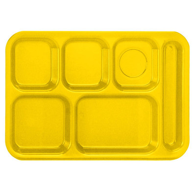Vollrath 2015-138 14-3/4"W x 9-7/8"D Bright Yellow Rectangular Right Hand Polypropylene Stackable School Compartment Tray