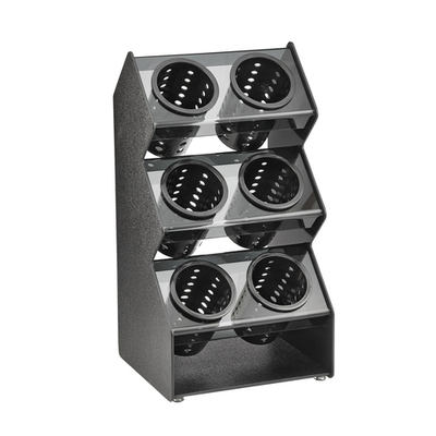 Vollrath FWVH-3X2B 11 1/4" W x 10 1/4" D x 22 1/4" H 6 Compartments Countertop Plastic Black Vertical Flatware Holder