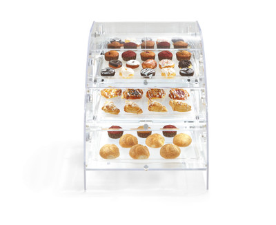 Vollrath XLBC3FR-1826-13 28.50" W x 32.75" H x 23.50" D 1/2 Acrylic Countertop 3-Tier with Curved Front and (3) Rear Doors Extra Large Display Case