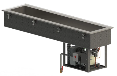 Vollrath FC-4CSP-04120-R 8" Deep Well (4) Pan Refrigerated 18/8 Stainless Steel Polyurethane Foam Insulated Short Sided Cold Drop-In