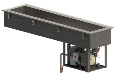 Vollrath FC-4CSP-04120-R 8" Deep Well (4) Pan Refrigerated 18/8 Stainless Steel Polyurethane Foam Insulated Short Sided Cold Drop-In