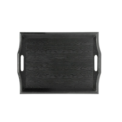 GET RST-1815-1-BK 19" x 14 1/4" Black Wood Look Plastic Room Service Tray