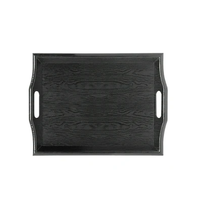 GET RST-1815-1-BK 19" x 14 1/4" Black Wood Look Plastic Room Service Tray