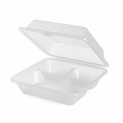 GET EC-09-1-CL 9&quot; W x 9&quot; D x 3 1/2&quot; H 3 Compartments Clear Polypropylene GET Food Container (1 Dozen)