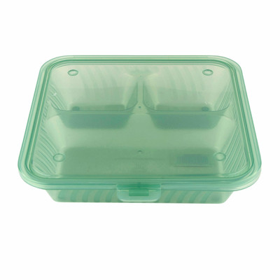 GET EC-16-JA 9" W x 3.5" H x 9" D Jade Polypropylene Flat Top 3-Compartment G.E.T Food Container