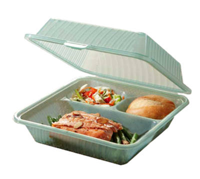 GET EC-09-1-JA 9&quot; W x 3.5&quot; H x 9&quot; D Green Polypropylene 3-Compartments G.E.T Food Container