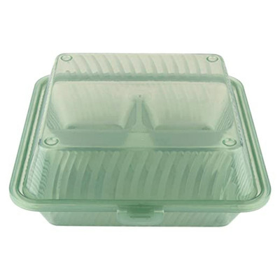 GET EC-09-1-JA 9" W x 3.5" H x 9" D Green Polypropylene 3-Compartments G.E.T Food Container